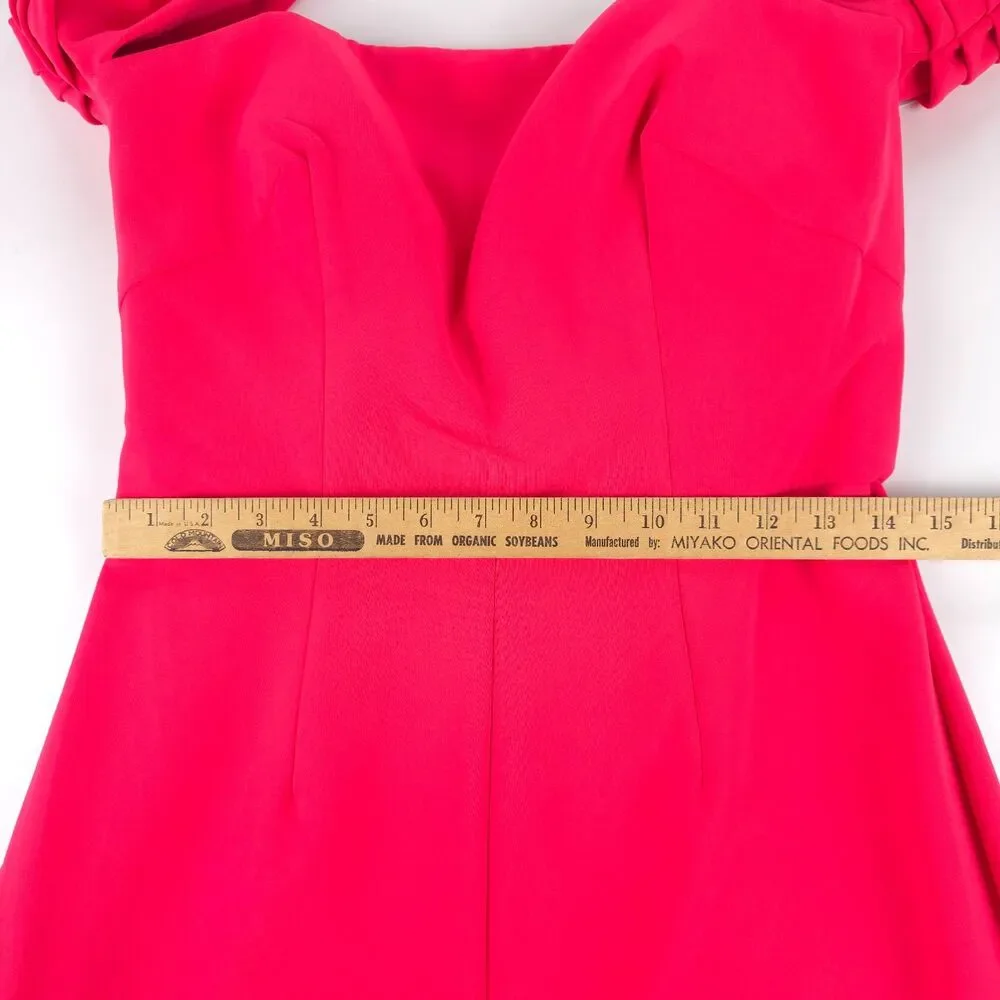 NWT Jovani 08209 Off-shoulder Straight Neck Draped Flare Jumpsuit Lipstick Pink - Picture 4 of 11